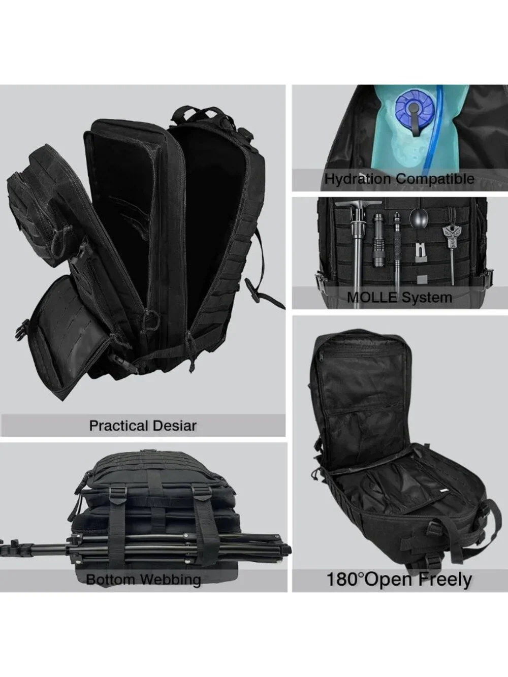 45L Military Tactical Backpack - Heavy Duty Molle 3-Day Assault Pack for Hiking